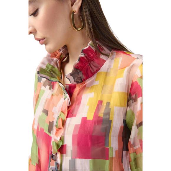 NEW JOSEPH RIBKOFF geo print ruffled jacket in multi - Picture 4 of 4